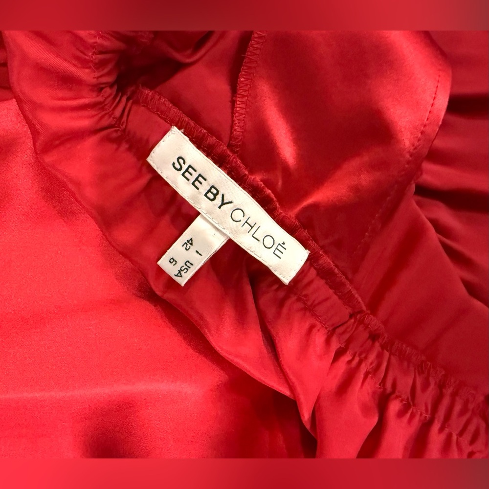 See By Chloe Red Ruffle Blouse - Picture 5 of 5